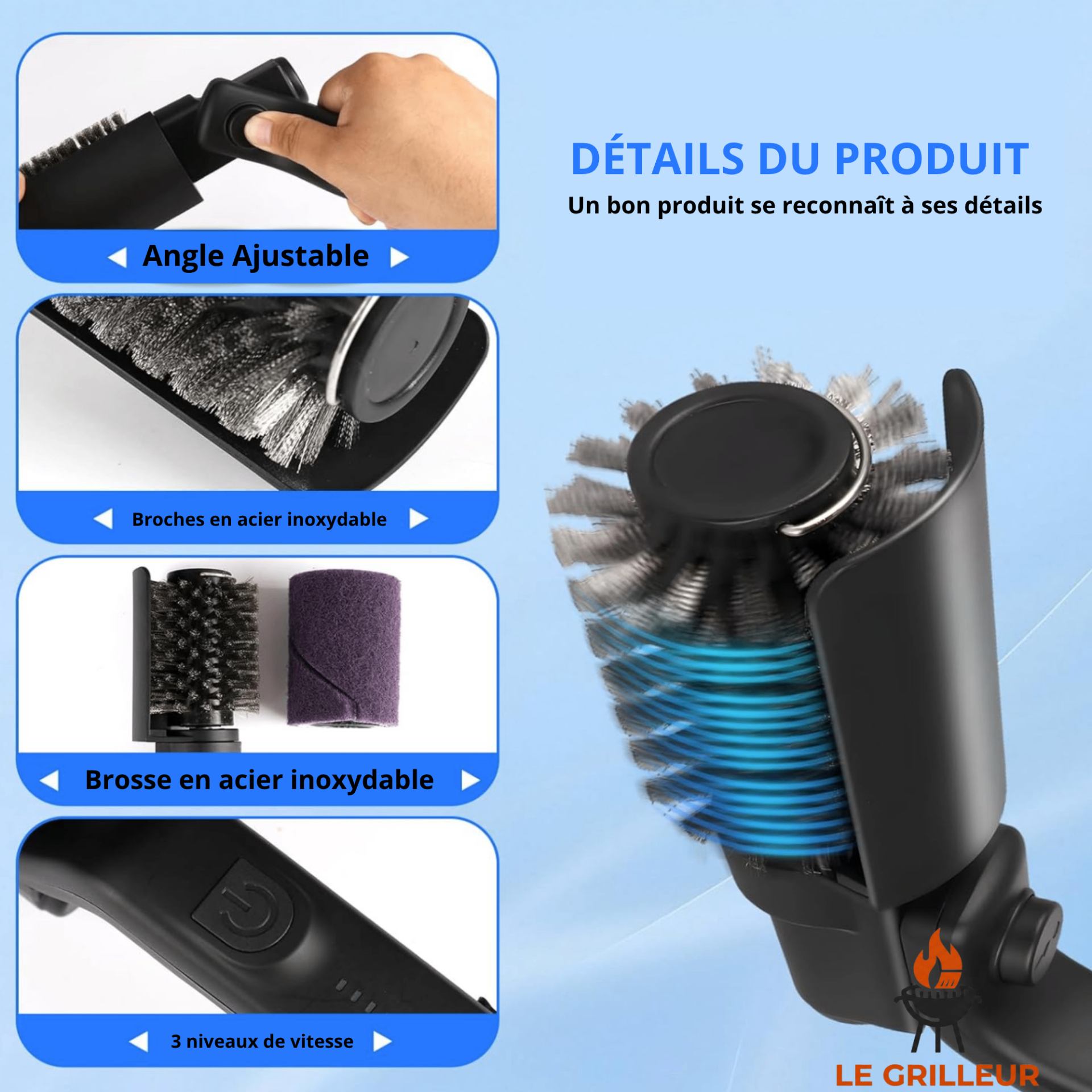 Miniature 4 de Le Pro Roller — Brosse BBQ Électrique Rechargeable